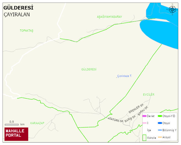 GÜLDERESİ Köyü Haritası | Mahalle ve Köy Sınırı