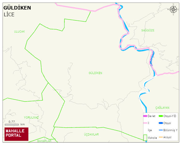 GÜLDİKEN Mahallesi Haritası | Yükselti ve Doğa Özellikleri