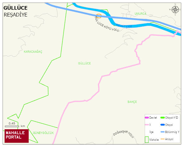 GÜLLÜCE Köyü Haritası | İnteraktif Köy ve Mahalle Sınırları