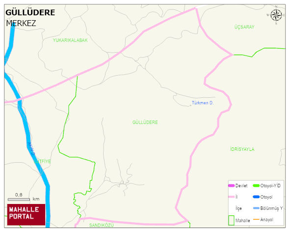 GÜLLÜDERE Köyü Haritası | Yükselti ve Doğa Özellikleri