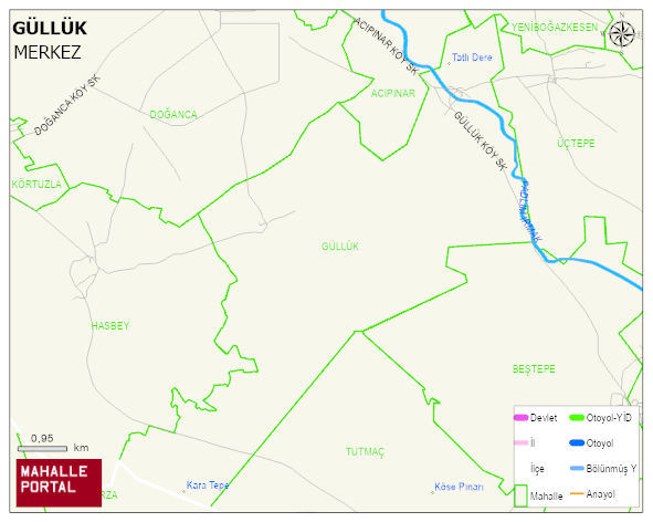 GÜLLÜK Köyü Haritası | Sayısal Bölge Görünümü