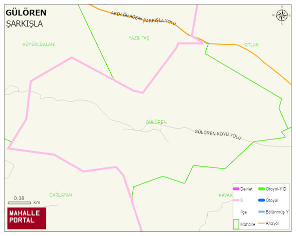 GÜLÖREN Köyü Haritası | Mahalle ve Köy Sınırı