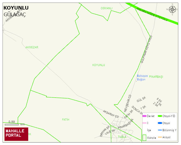 GÜLPINAR BELDESİ KOYUNLU Mahallesi Haritası | Mahalle Sokak Haritası