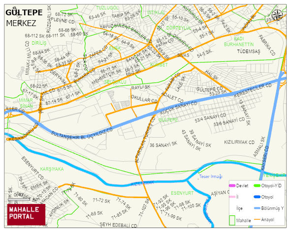 GÜLTEPE Mahallesi Haritası | Coğrafi Yapı ve Detaylı Haritası