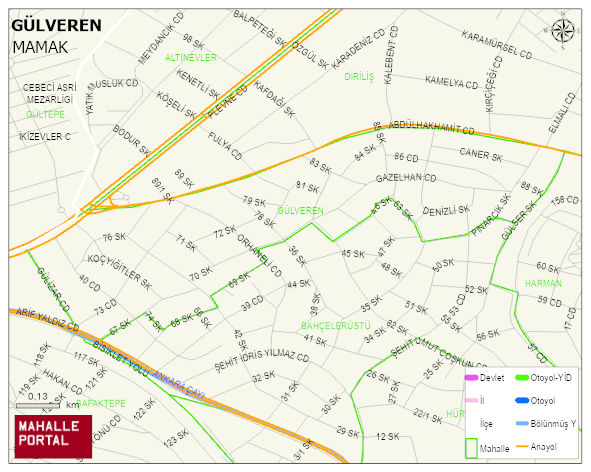 GÜLVEREN Mahallesi Haritası | Coğrafi Yapı ve Detaylı Haritası