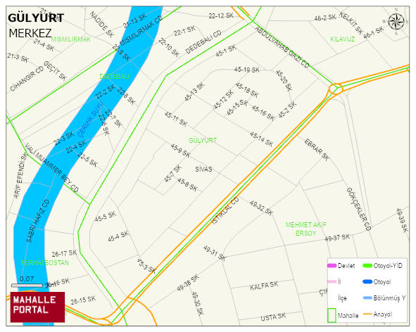 GÜLYURT Mahallesi Haritası | Dağlar, Ovalar ve Akarsu Bilgileri