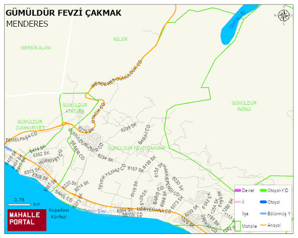 GÜMÜLDÜR FEVZİ ÇAKMAK Mahallesi Haritası | Coğrafi Yapı ve Detaylı Haritası