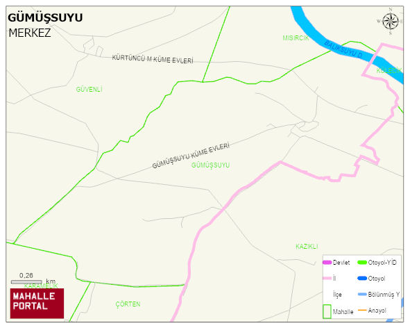 GÜMÜŞSUYU Köyü Haritası | Coğrafi Yapı ve Detaylı Haritası