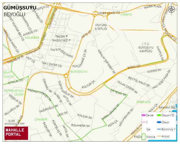 GÜMÜŞSUYU Mahallesi Haritası | Yükselti ve Doğa Özellikleri