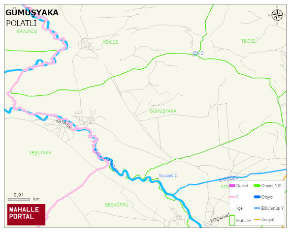 GÜMÜŞYAKA Mahallesi Haritası | Detaylı Köy ve Mahalle Görünümü