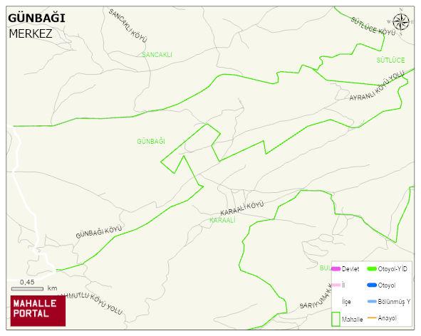 GÜNBAĞI Köyü Haritası | Mahalle ve Köy Sınırı