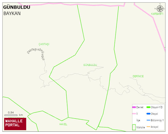 GÜNBULDU Köyü Haritası | Yükselti ve Doğa Özellikleri