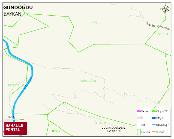 GÜNDOĞDU Köyü Haritası | Sayısal Bölge Görünümü