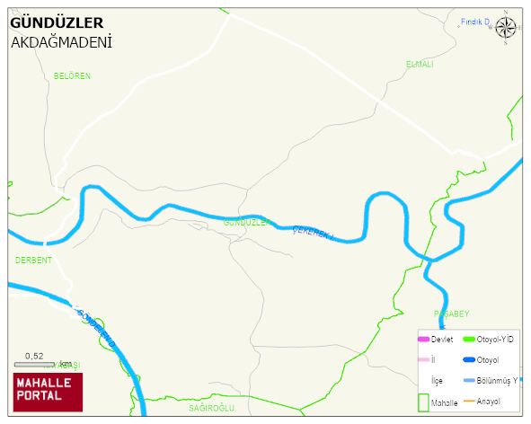 GÜNDÜZLER Köyü Haritası | Yükselti ve Doğa Özellikleri