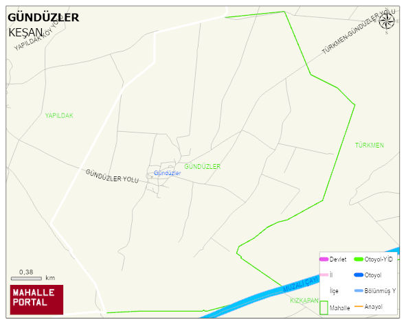 GÜNDÜZLER Köyü Haritası | Sayısal Bölge Görünümü