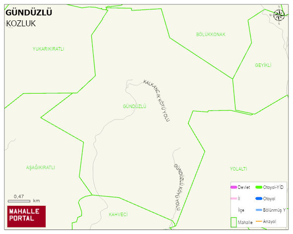 GÜNDÜZLÜ Köyü Haritası | Detaylı Köy ve Mahalle Görünümü