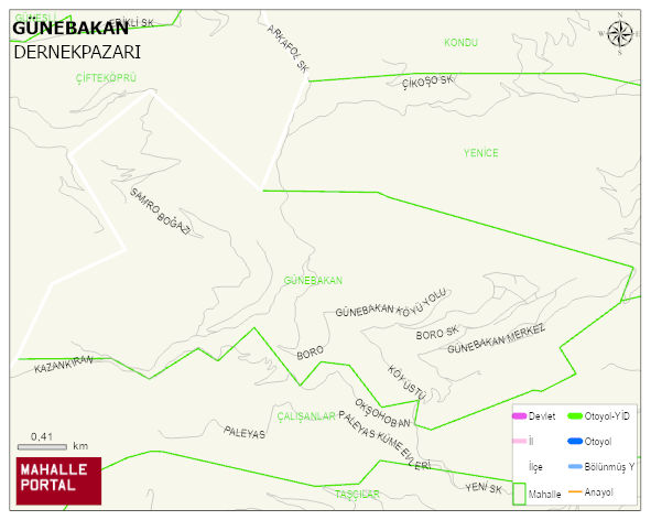 GÜNEBAKAN Mahallesi Haritası | Sayısal Bölge Görünümü