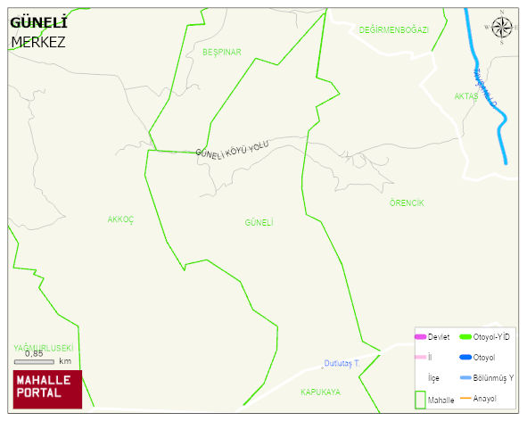 GÜNELİ Köyü Haritası | İnteraktif Köy ve Mahalle Sınırları