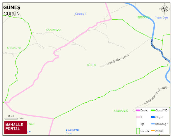 GÜNEŞ Köyü Haritası | Sayısal Bölge Görünümü