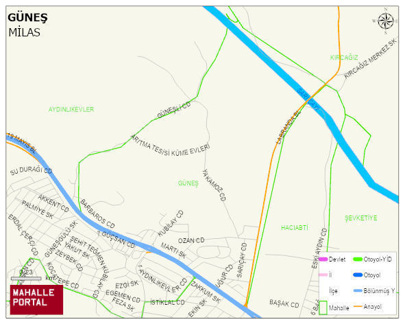 GÜNEŞ Mahallesi Haritası | İnteraktif Köy ve Mahalle Sınırları
