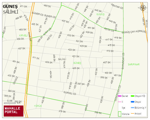 GÜNEŞ Mahallesi Haritası | Mahalle ve Köy Sınırı