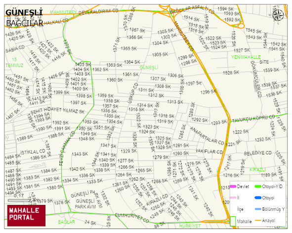 GÜNEŞLİ Mahallesi Haritası | Sayısal Bölge Görünümü