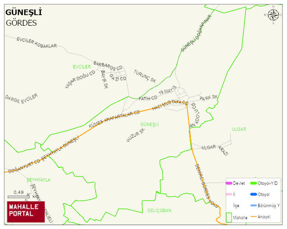 GÜNEŞLİ Mahallesi Haritası | Yükselti ve Doğa Özellikleri