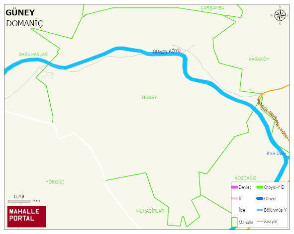 GÜNEY Köyü Haritası | Yükselti ve Doğa Özellikleri