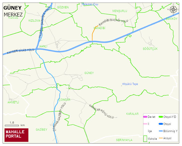 GÜNEY Köyü Haritası | Sayısal Bölge Görünümü