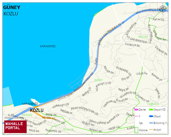 GÜNEY Mahallesi Haritası | Mahalle ve Köy Sınırı