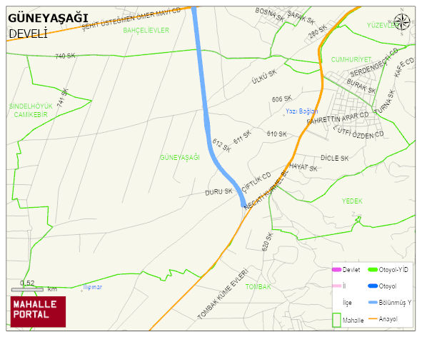 GÜNEYAŞAĞI Mahallesi Haritası | Sayısal Bölge Görünümü