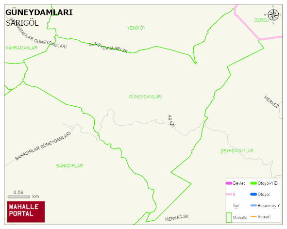 GÜNEYDAMLARI Mahallesi Haritası | Güncel Mahalle ve Köy Haritası
