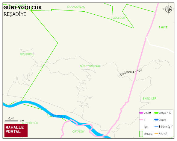 GÜNEYGÖLCÜK Köyü Haritası | İnteraktif Köy ve Mahalle Sınırları