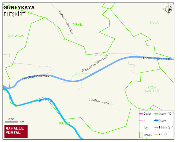 GÜNEYKAYA Köyü Haritası | Yükselti ve Doğa Özellikleri