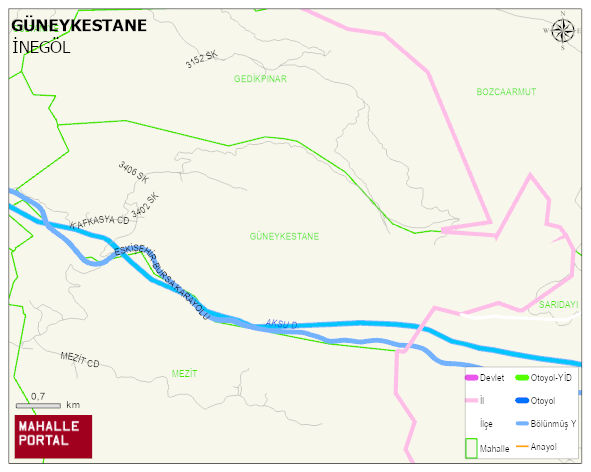 GÜNEYKESTANE Mahallesi Haritası | Mahalle ve Köy Sınırı