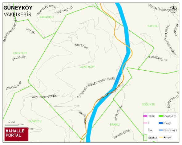 GÜNEYKÖY Mahallesi Haritası | Yükselti ve Doğa Özellikleri