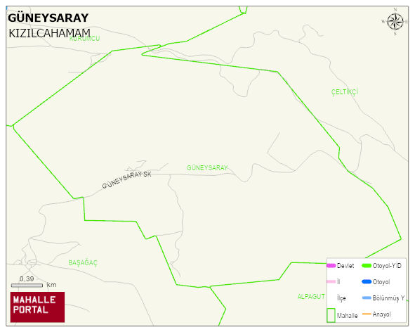 GÜNEYSARAY Mahallesi Haritası | Dağlar, Ovalar ve Akarsu Bilgileri
