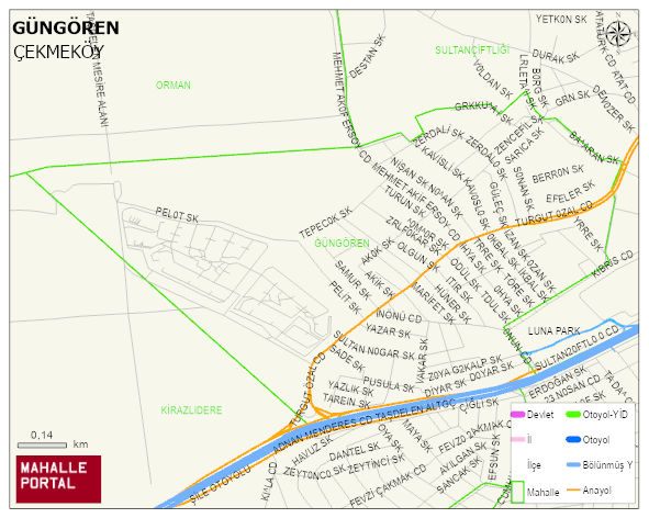 GÜNGÖREN Mahallesi Haritası | Mahalle ve Köy Sınırı