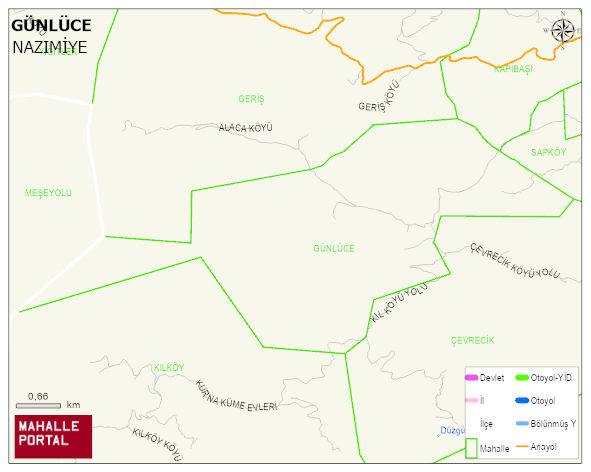 GÜNLÜCE Köyü Haritası | Yükselti ve Doğa Özellikleri