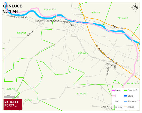 GÜNLÜCE Mahallesi Haritası | Mahalle ve Köy Sınırı