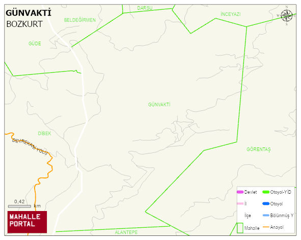 GÜNVAKTİ Köyü Haritası | Mahalle ve Köy Sınırı