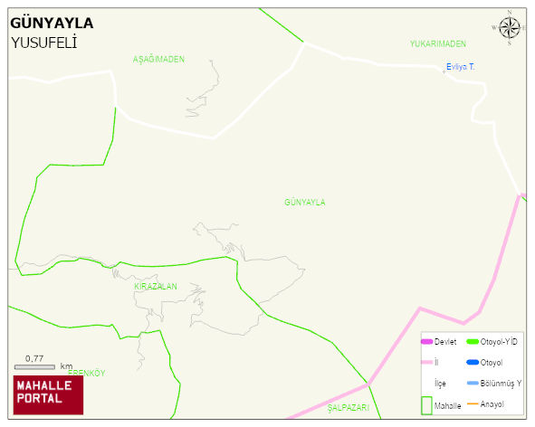 GÜNYAYLA Köyü Haritası | Mahalle ve Köy Sınırı