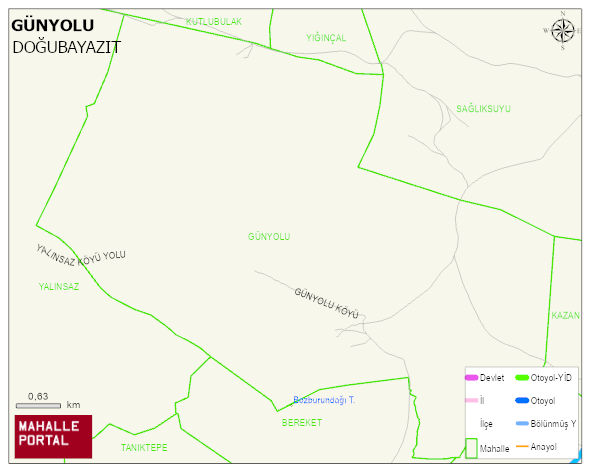 GÜNYOLU Köyü Haritası | Yükselti ve Doğa Özellikleri