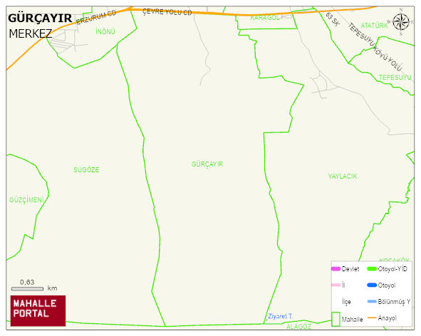 GÜRÇAYIR Mahallesi Haritası | Sayısal Bölge Görünümü