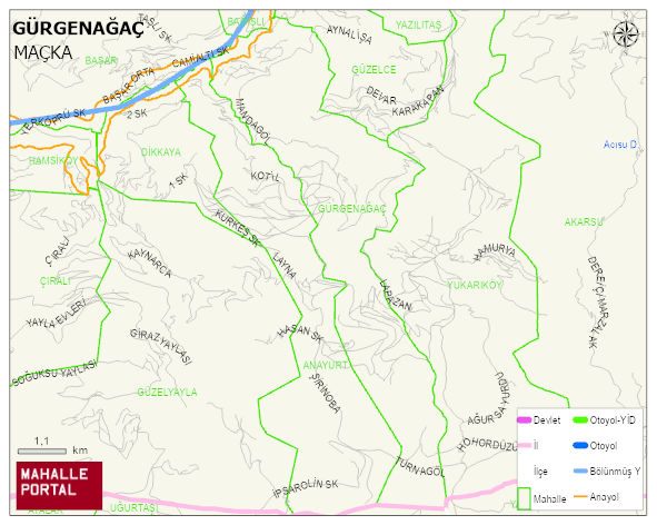 GÜRGENAĞAÇ Mahallesi Haritası | İnteraktif Köy ve Mahalle Sınırları