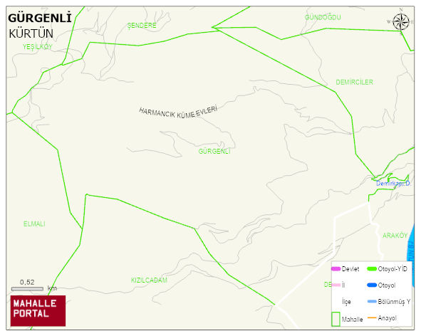 GÜRGENLİ Köyü Haritası | Yükselti ve Doğa Özellikleri