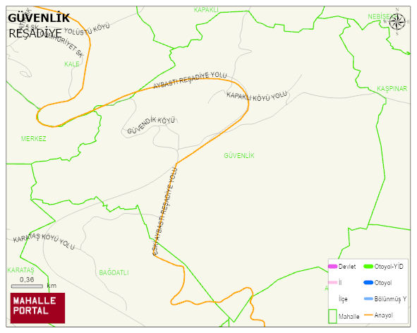 GÜVENLİK Köyü Haritası | Dağlar, Ovalar ve Akarsu Bilgileri