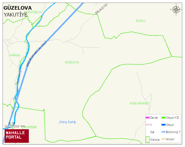 GÜZELOVA Mahallesi Haritası | Yükselti ve Doğa Özellikleri