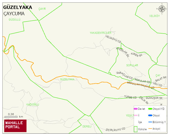 GÜZELYAKA Köyü Haritası | Mahalle ve Köy Sınırı