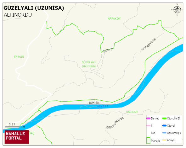 GÜZELYALI (UZUNİSA) Mahallesi Haritası | Dağlar, Ovalar ve Akarsu Bilgileri
